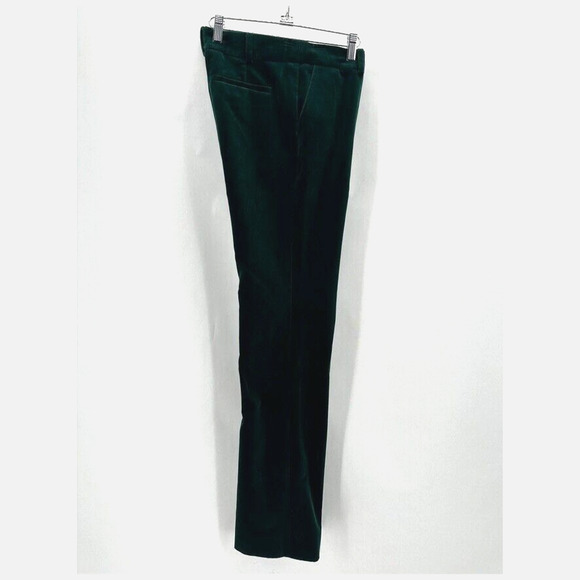 New Bella Freud Velvet Dress Pants Straight Size 10 Green Quiet Luxury Preppy - Picture 8 of 12